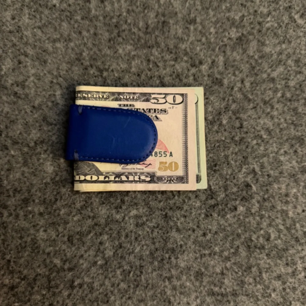 EXPRESS Genuine Leather Blue Magnetic Money Clip
